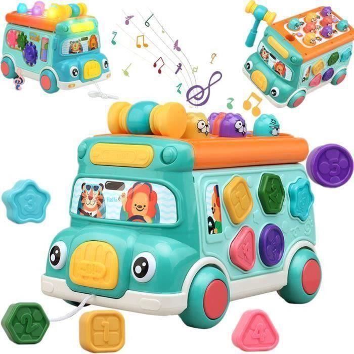 Juguetes musicales Huixin 8 en 1: Juego del topo, camión de juguete, clasificador de formas para arrastrar, juguetes de actividades para niños.