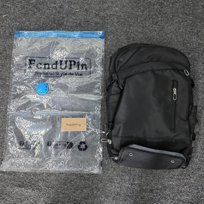 Mochila de viaje de 46x16x32 cm, tamaño cabina, con capa impermeable, para portátil de 15,6 pulgadas - Negra