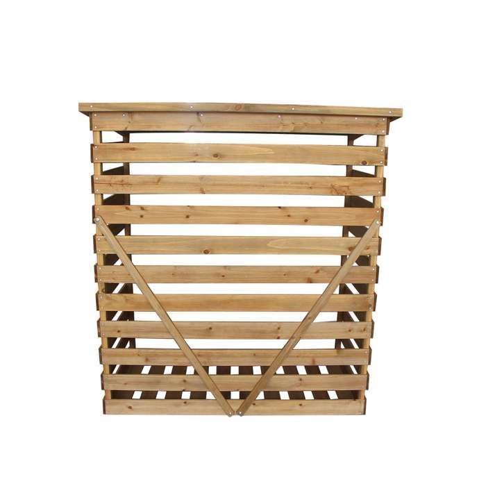 Estantería de madera M MCombo con panel trasero para chimenea exterior 1200, refugio de madera con cubierta impermeable (natural)