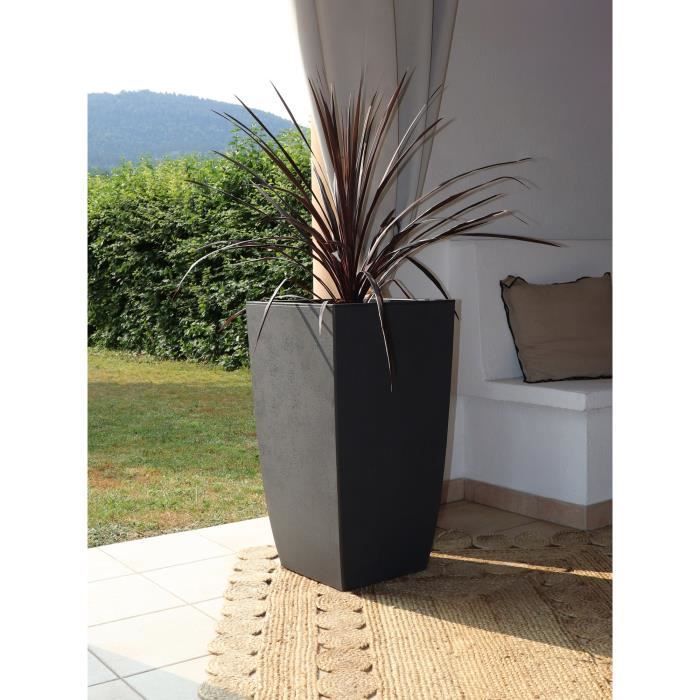 Vaso quadrado alto - EDA - Diva Basalt - 42 L - 43,5 x 43,5 x A 78,2 cm - Revestimento interno removível - Cinza antracite