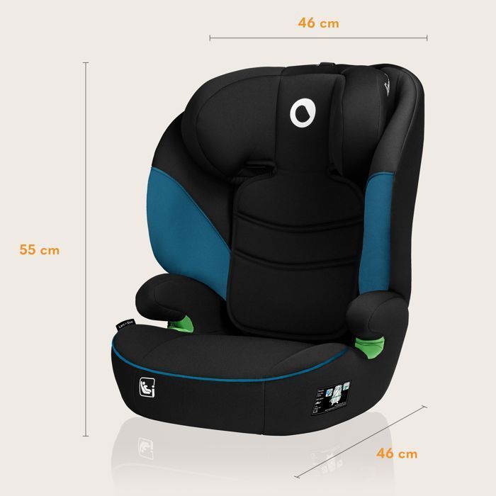 Seggiolino auto LIONELO Lars i-Size - 100-150 cm - Gruppo 2/3 - Poggiatesta regolabile - Nero/Blu