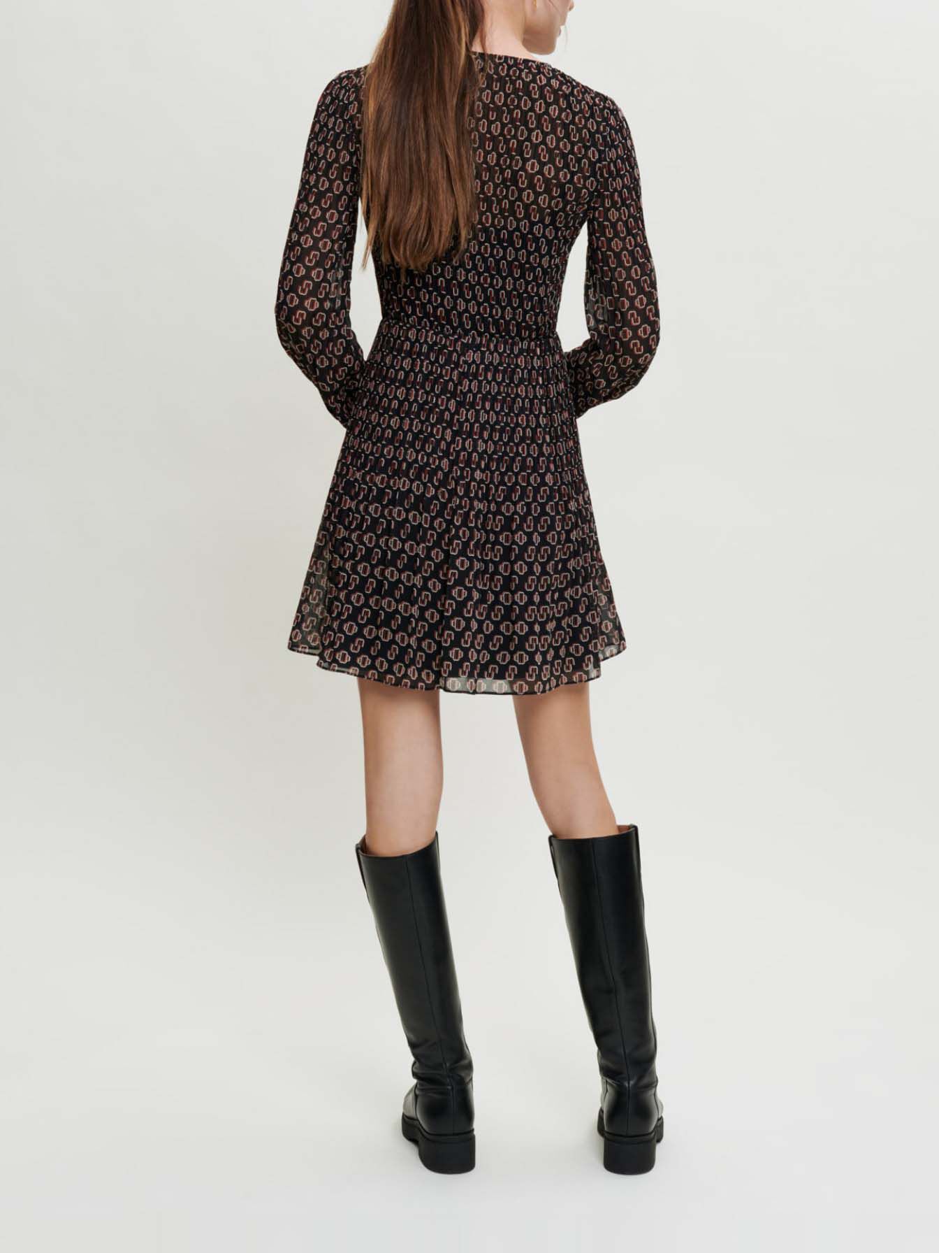 Geplooide jurk met knoopjes - Monogramme M Noir grand
