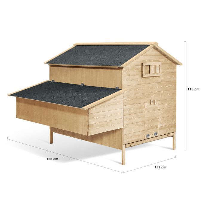 IDMARKET Poulailler chalet XXL pour poules avec pondoir en bois