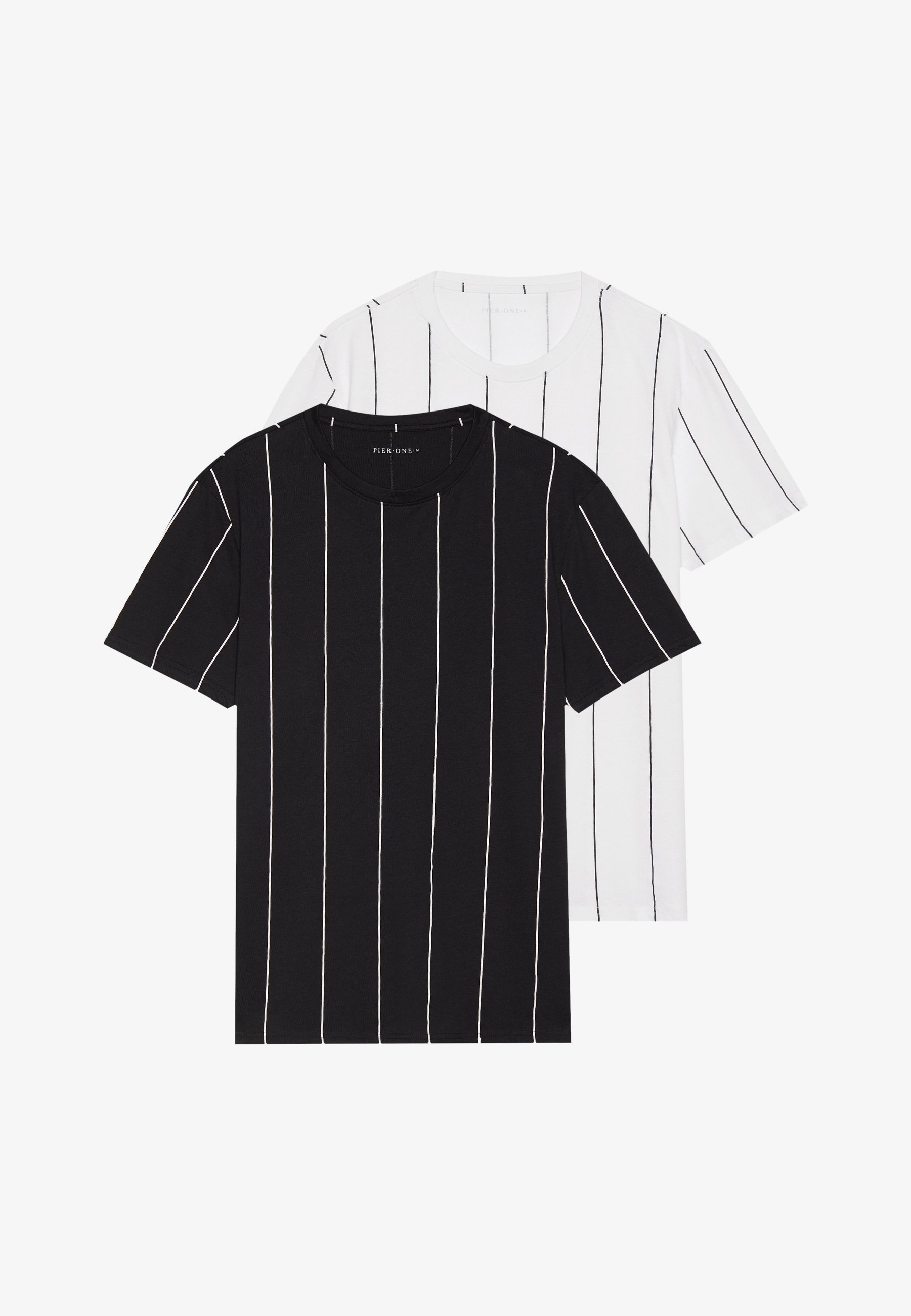 Lot de 2 t-shirts imprimés Pier One - blanc/noir