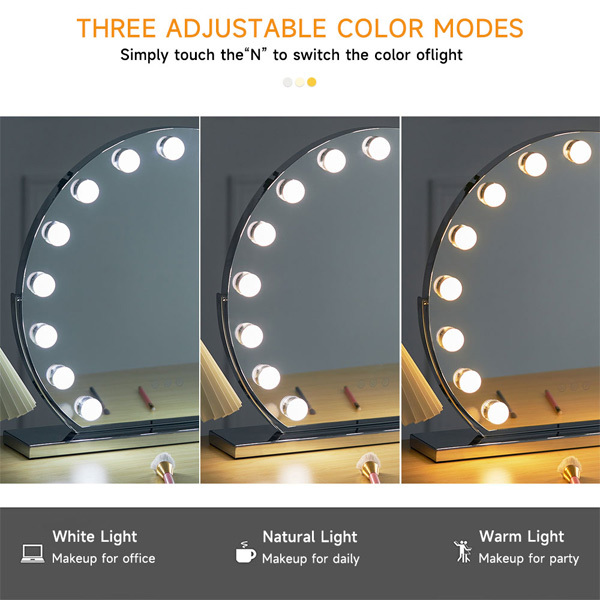 Livingandhome Schminkspiegel mit LED-Beleuchtung – 3 Farbmodi