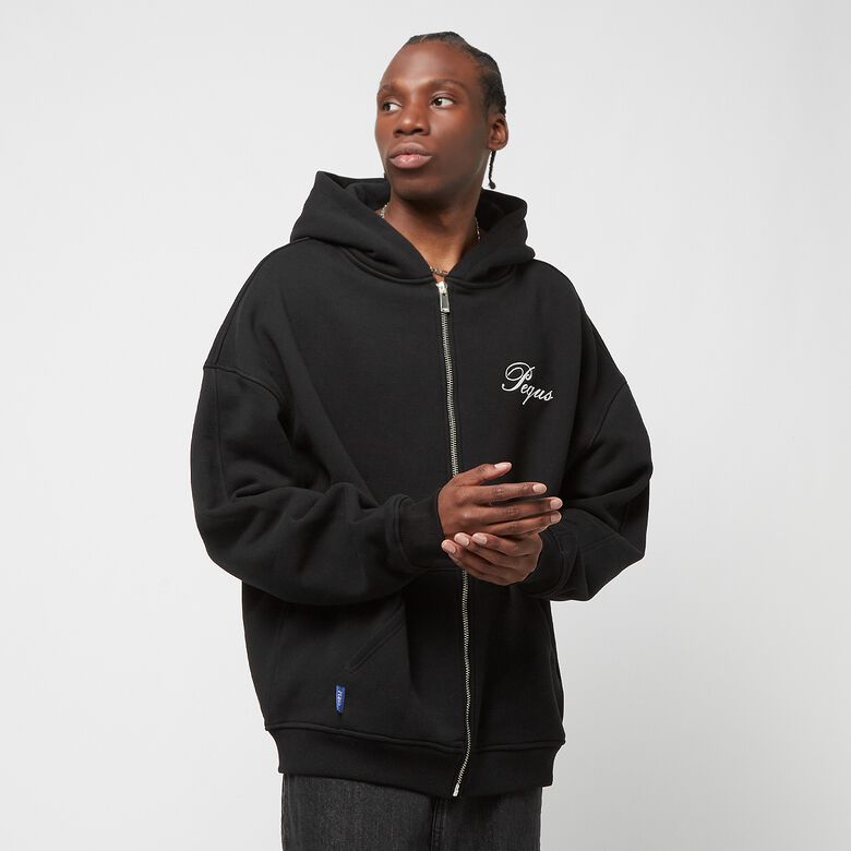 Sudadera con capucha y cremallera con logo escrito a mano