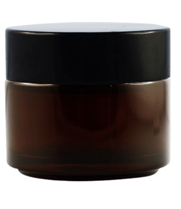 Pot verre ambré 100 ml avec capot noir