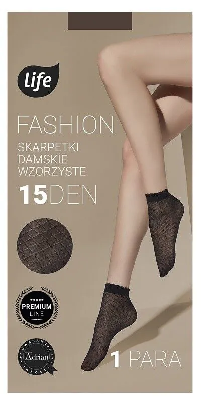 Life Skarpetki Damskie Wzór Romby 15 Den Rozm. Uniwersalny Nero