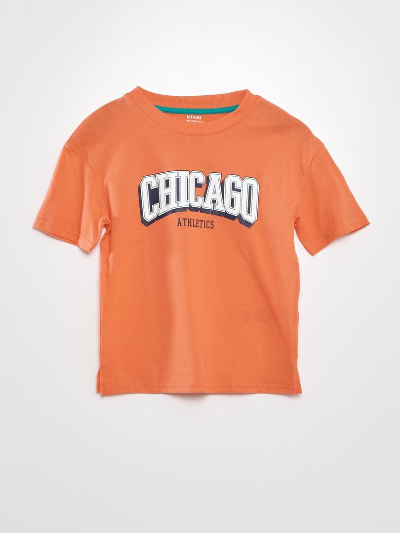 Losvallend T-shirt met 'Chicago'-print - ROOD