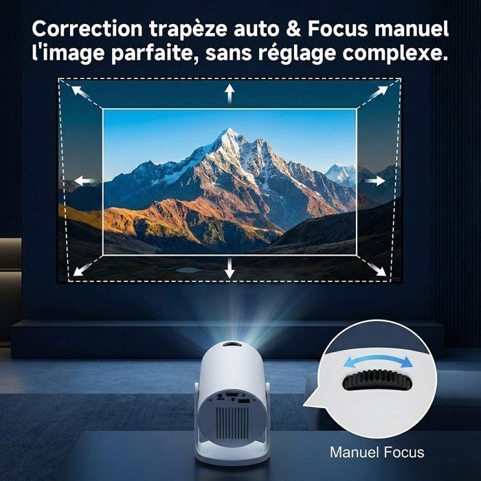 LaylaTang 13-inch draagbare Android-tv-projector – 25.000 lumen, 4K-ondersteuning, automatische keystone-correctie, 240° rotatie, voor thuisbioscoop en kamperen