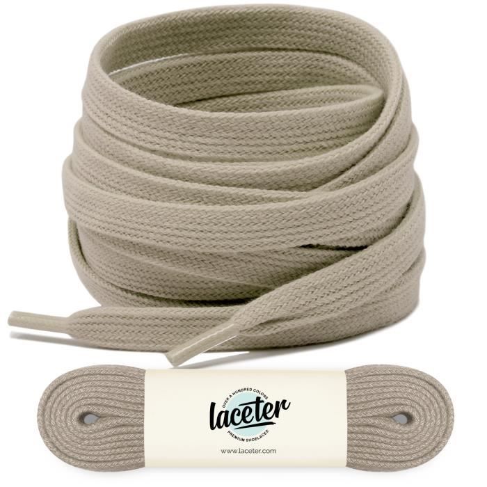 Flat beige shoelaces, 120 cm, 8 mm wide, beige shoelaces for sneakers and shoes