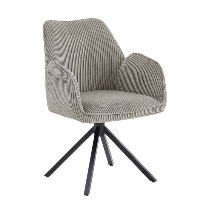 DELIA - Juego de 6 sillas de comedor giratorias en tela de pana beige