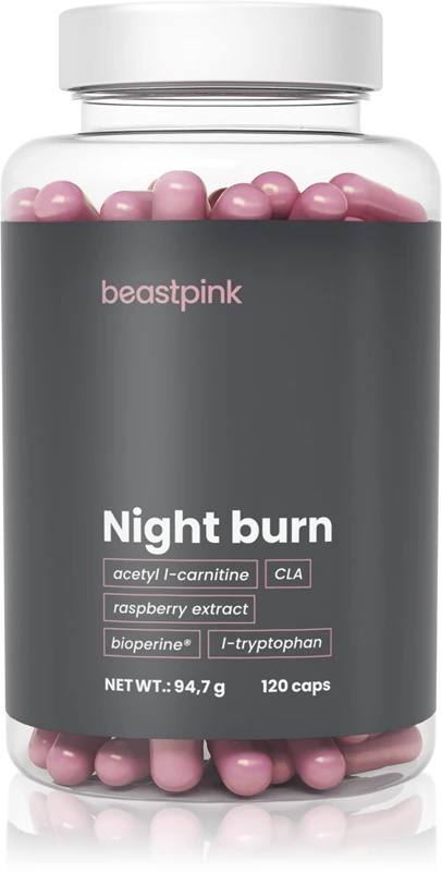 BeastPink Night Burn uztura bagātinātāja kapsulas svara kontrolei