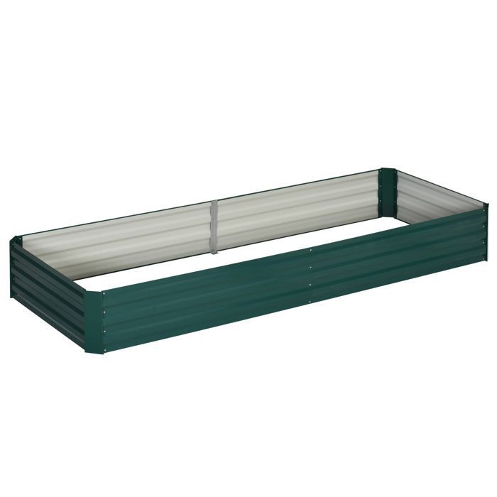 Raised vegetable garden bed - Outsunny - modular, raised, rust-resistant metal planter for vegetables and flowers - galvanized steel - 241x90.5x30cm - green