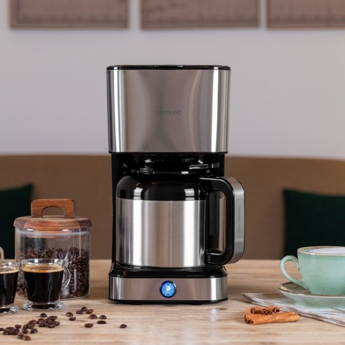 Cafetera de filtro Cecotec de 1,2 L, 66 gotas y termostato, 950 W de potencia, 10 tazas, tecnología ExtremeAroma.