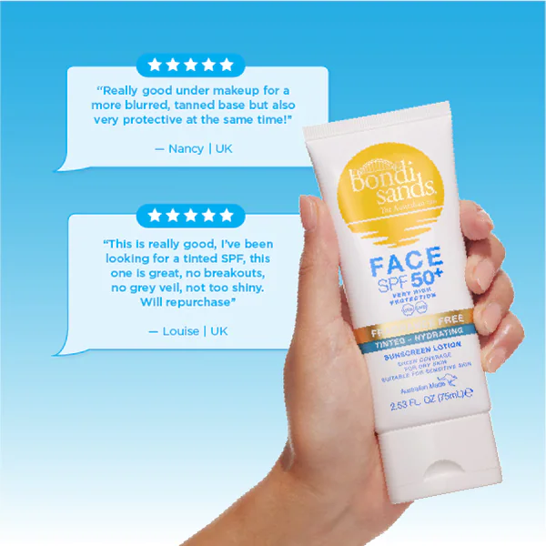 Loção facial hidratante com cor Bondi Sands FPS 50+ FF 75ml