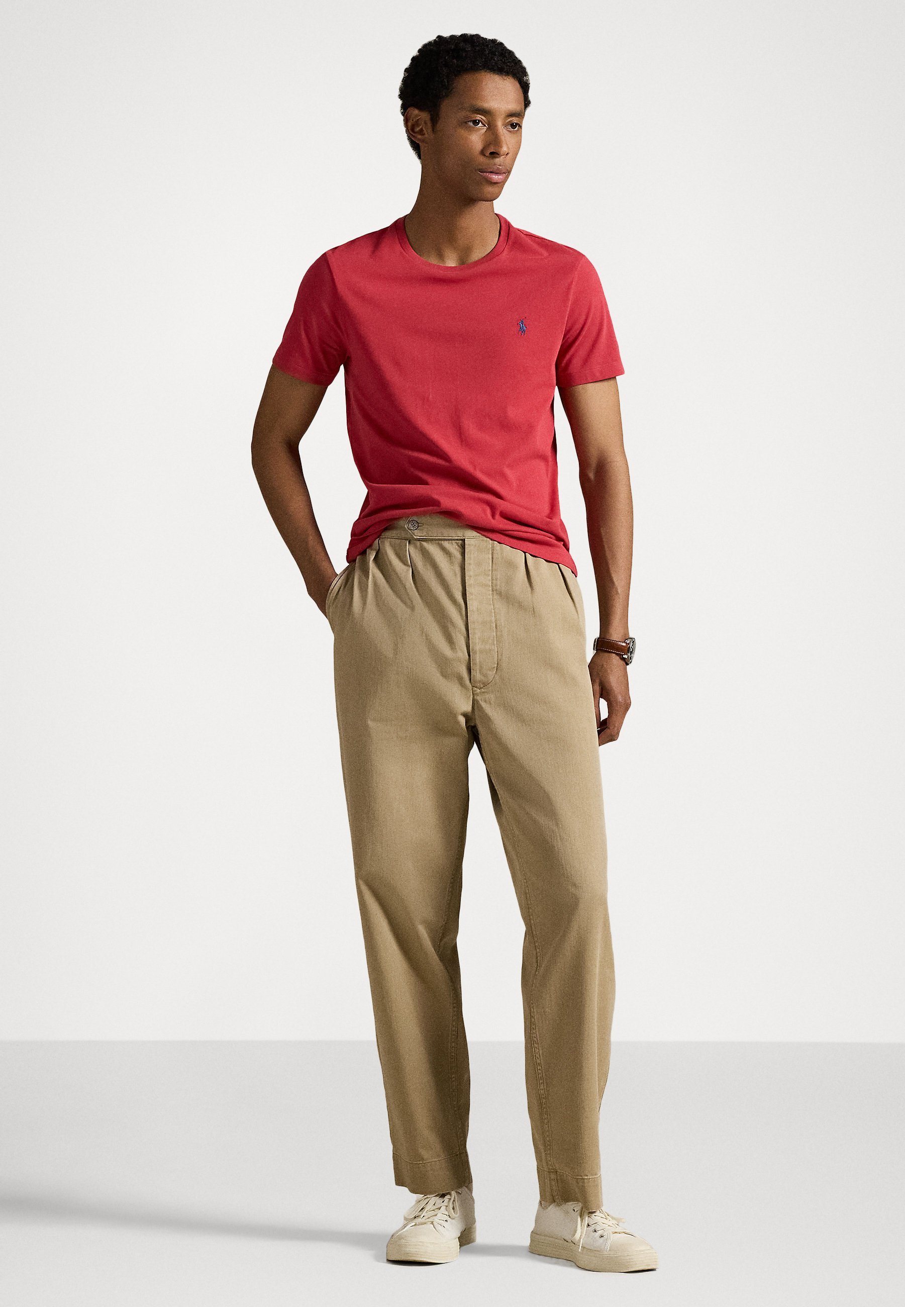 Polo Ralph Lauren CUSTOM SLIM FIT JERSEY CREWNECK T-SHIRT - Tricou simplu - sunrise red
