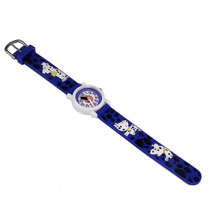 Orologio da bambino SHARPHY, grazioso orologio al quarzo alla moda con cinturino in silicone blu e disegno di un cane maculato, orologio per studenti