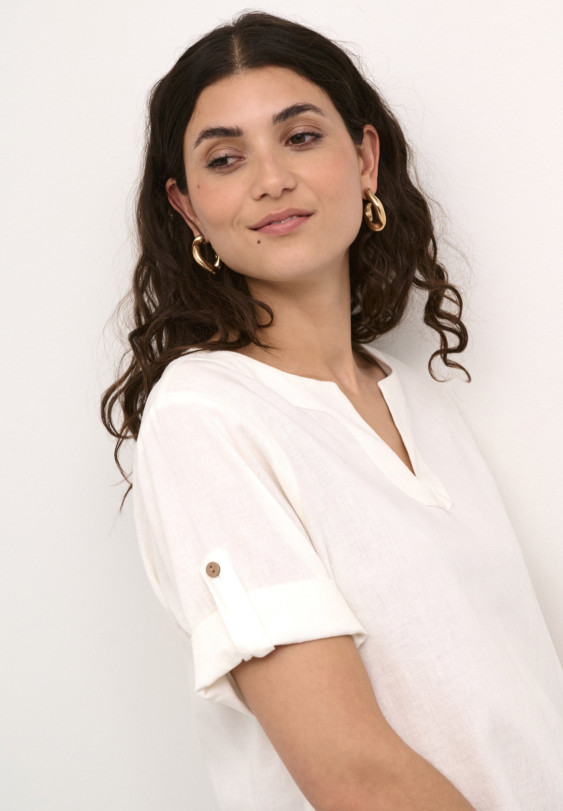 Crème CRVENTA FOLD-UP - Blouse - sneeuwwit