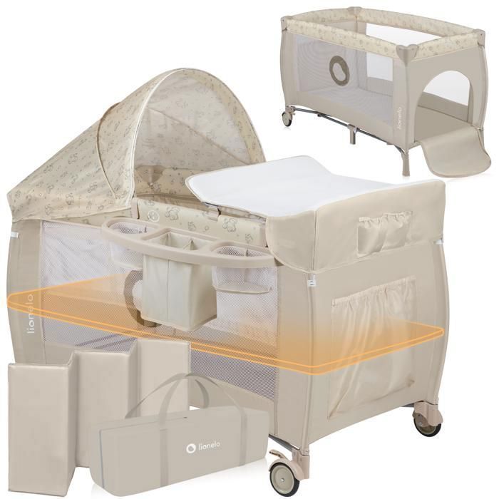3-i-1 rejseseng - LIONELO Sven Plus - Kravlegård - Puslebord - Myggenet - Madras - 0-36 måneder - Beige