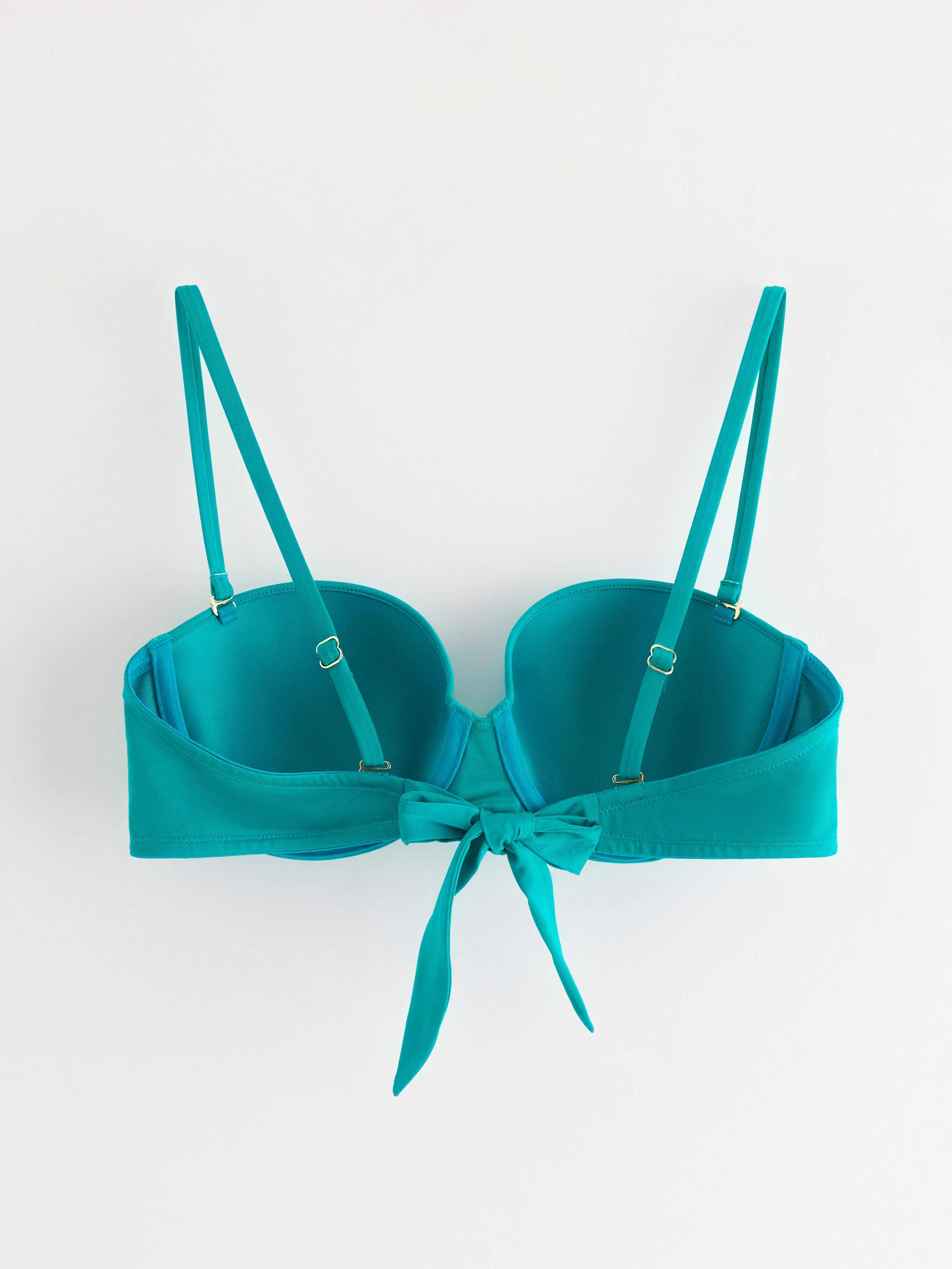 Top de bikini balconette acolchado con aros, color turquesa oscuro.
