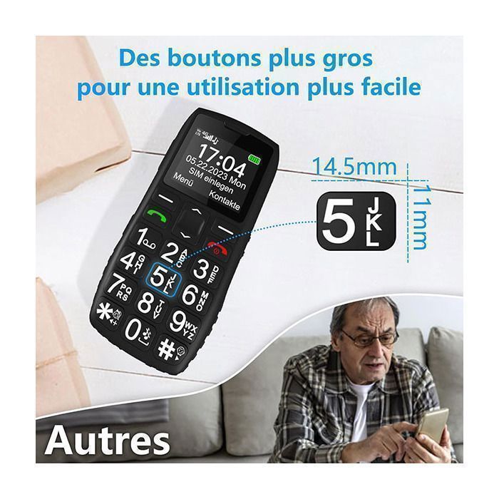 artfone C1+4G Téléphone Senior Portable Débloqué 1,77