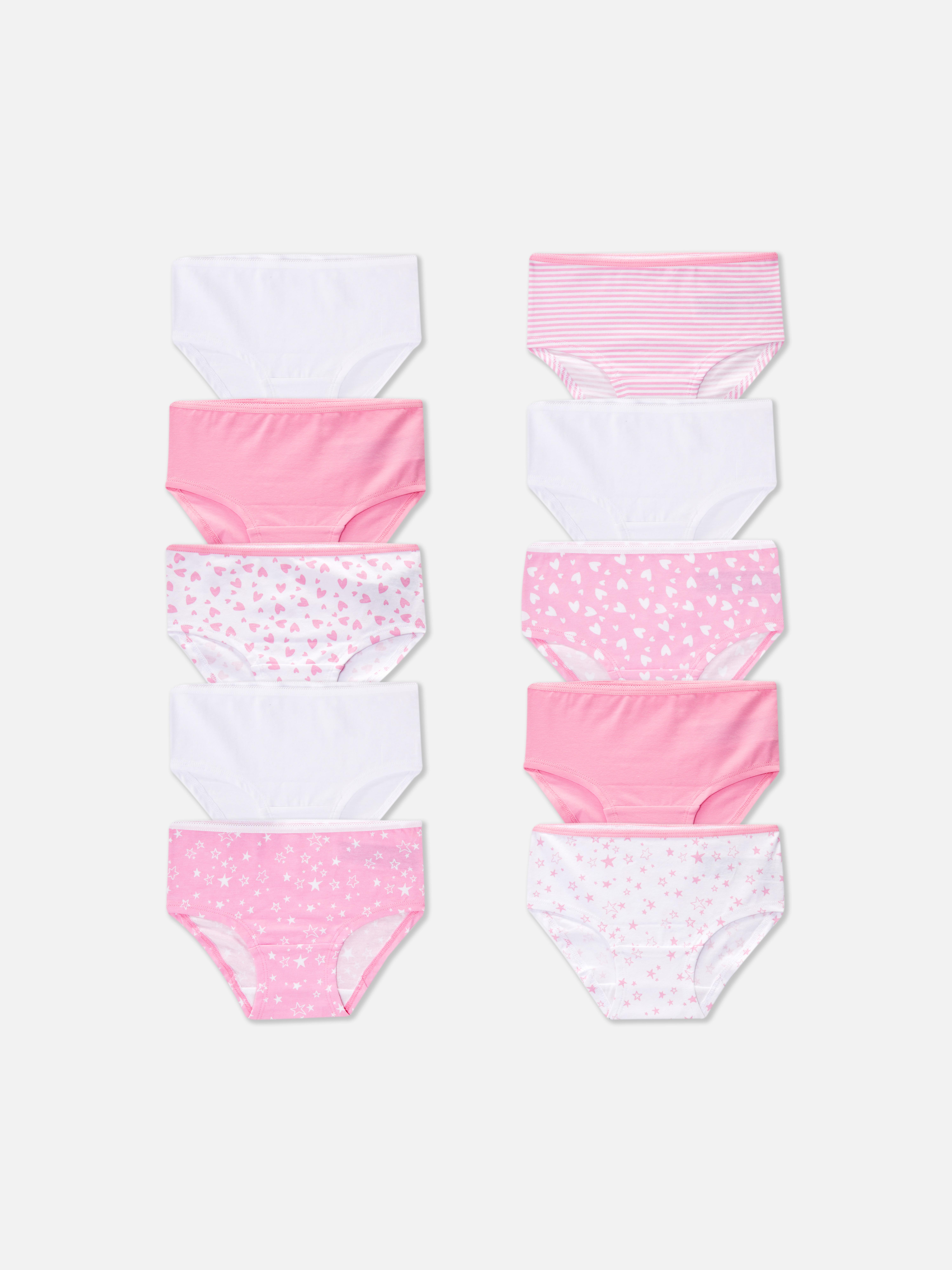 Slips mit Herz- und Sternenmotiven, 10er-Set. 10 wunderschöne Slips mit verschiedenen Designs: die perfekte und unverzichtbare Unterwäsche.