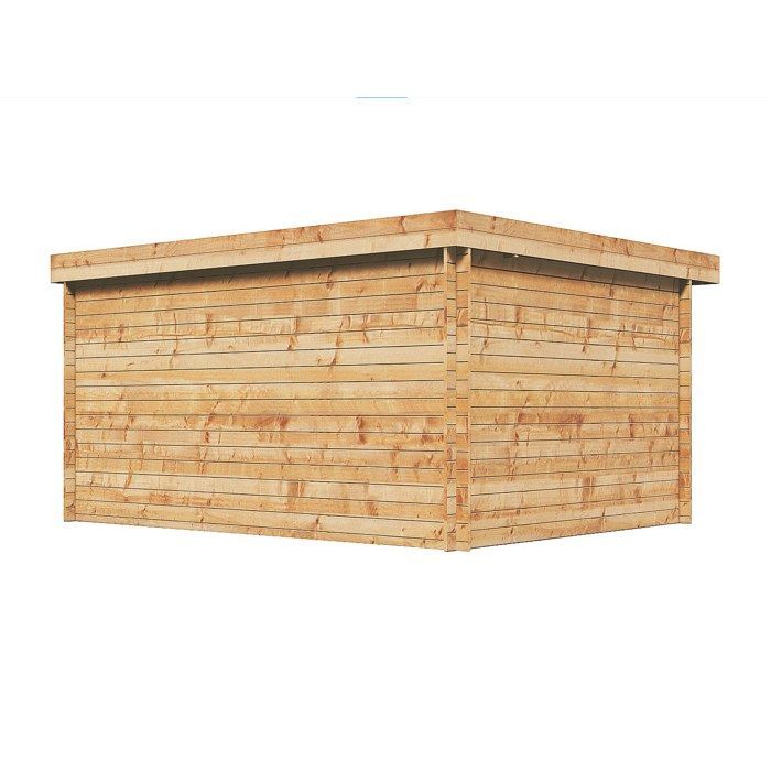 Abri de jardin en bois traité par autoclave avec toit plat - 13 m² - épaisseur 28 mm - CORALIO
