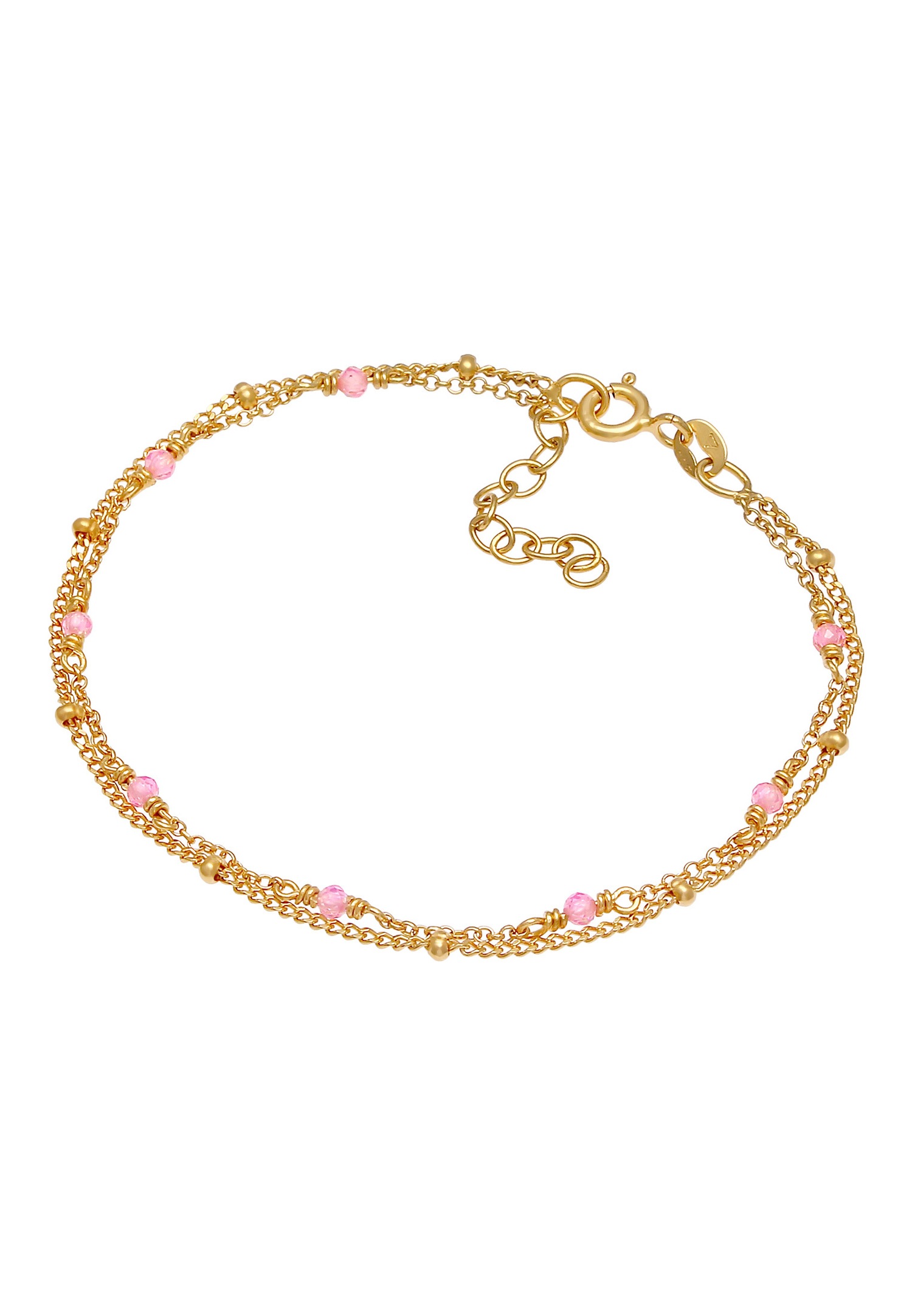Elli Chaîne de boules pour dames rose filigranée avec des perles de quartz en argent 925