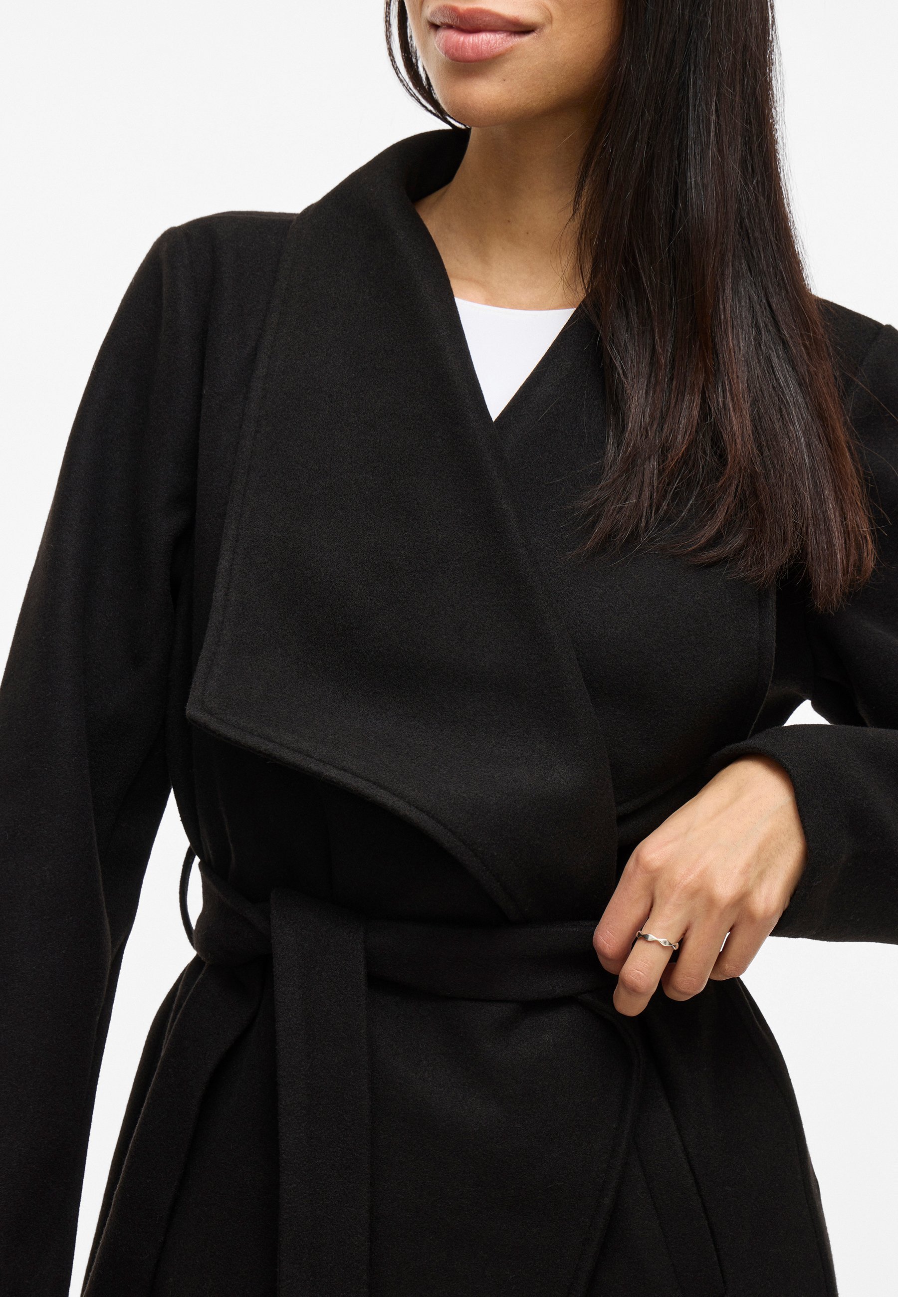 VILA VICOOLEY COLLAR BELT - Manteau court - noir