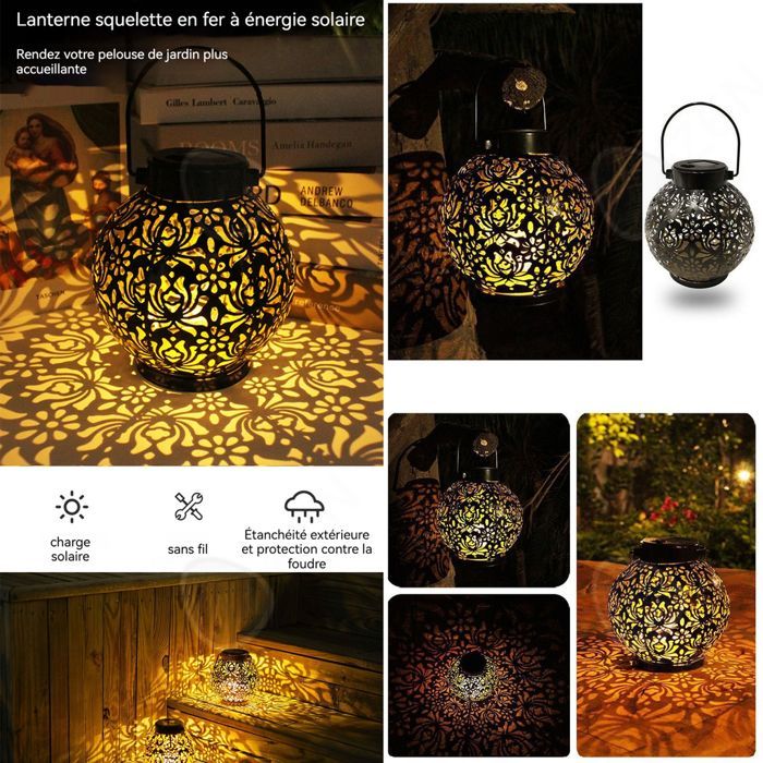 Lámpara solar colgante para exteriores C de 14,5 x 15,5 cm, 600 mAh, IPX55, LED, para jardín y exteriores.