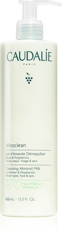 Leite demaquilante Caudalie Vinoclean para rosto e área dos olhos