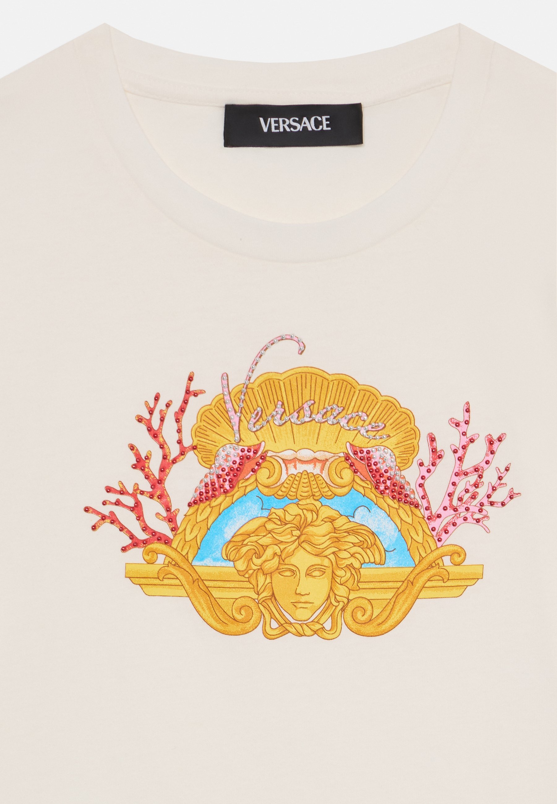 Versace MEDUSA CORAL KIDS STUDS PRINT UNISEX - T-shirt met print - wit/multicolor