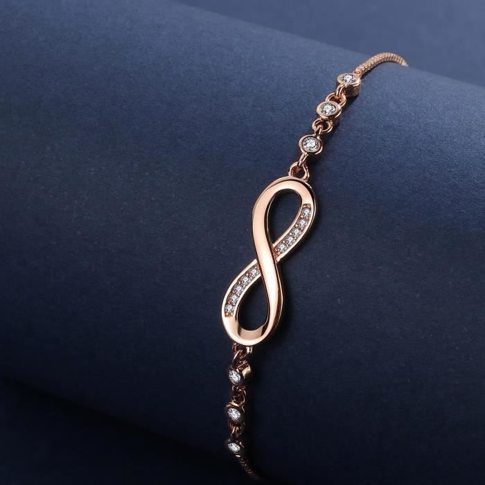 Bracelet Femme , infini Cœur Bracelet avec Cubic Zirconia Bracelet Réglable pour Cadeau d'anniversaire, Cadeau Fête des Mères Bijou
