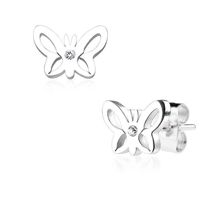9x7mm crystal butterfly earrings in 316L surgical steel