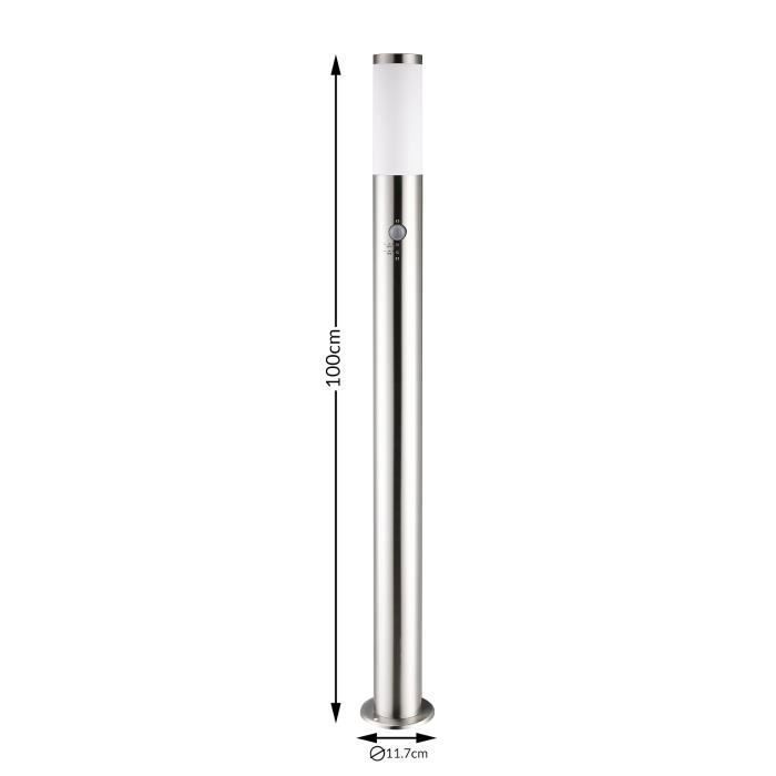 Outdoor floor lamp with E27 motion sensor - Stainless steel - Silver