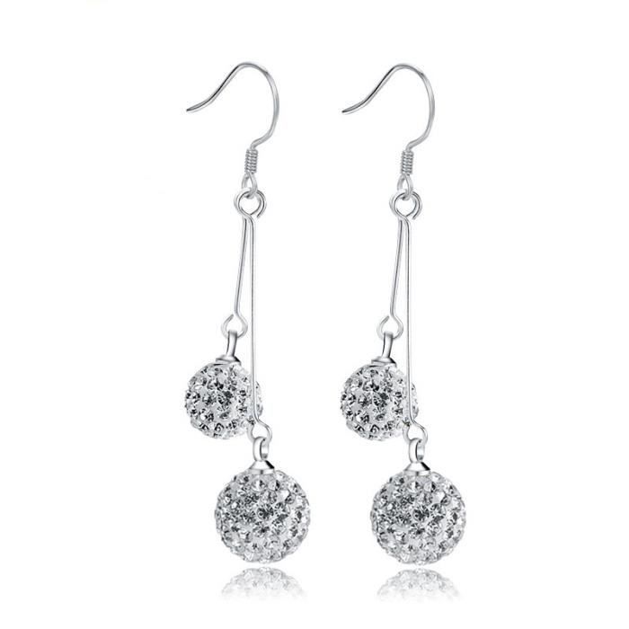 Earrings - Luxury - Dangle - Silver - Alloy - Rhinestones