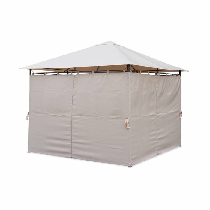 Cenador de 3x3 m - Elusa - Lona beige - Pérgola con cortinas. Carpa de jardín. Carpa para eventos.