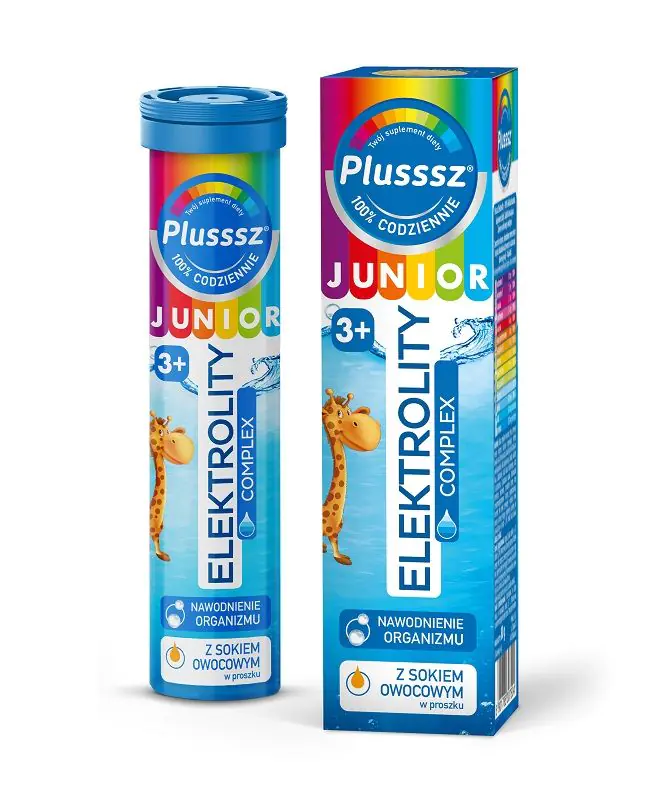 Plusssz Junior Elektrolity Complex, Tabletki musujące dla dzieci od 3. roku życia i osób dorosłych