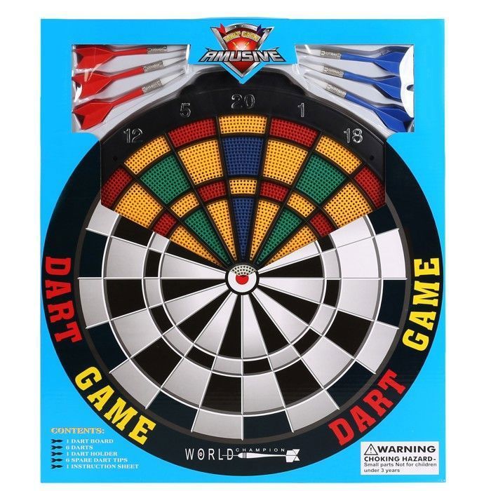 Bouclier de fléchettes, jeu de fléchettes, grand bouclier de jeu + 6 pièces de fléchettes 7+.