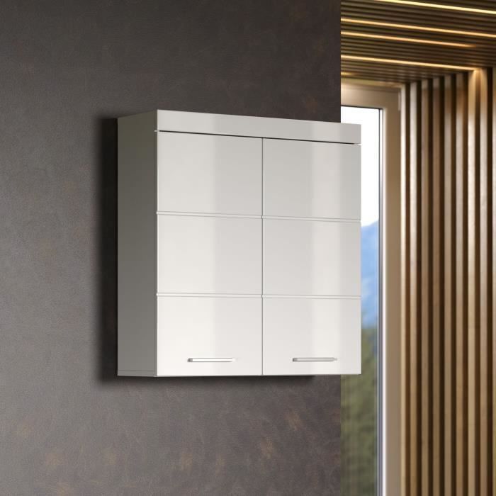 Armário de banheiro, unidade de armazenamento alta - 2 portas - Branco - L 73 x P 23 x A 77 cm - AMANDA