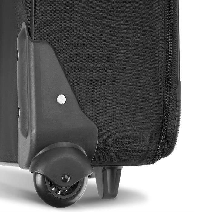 Juego de maletas MONZANA® de 5 piezas, negro, con ruedas blandas, bolsas de viaje, neceser, bolso de hombro y estuche de tocador.