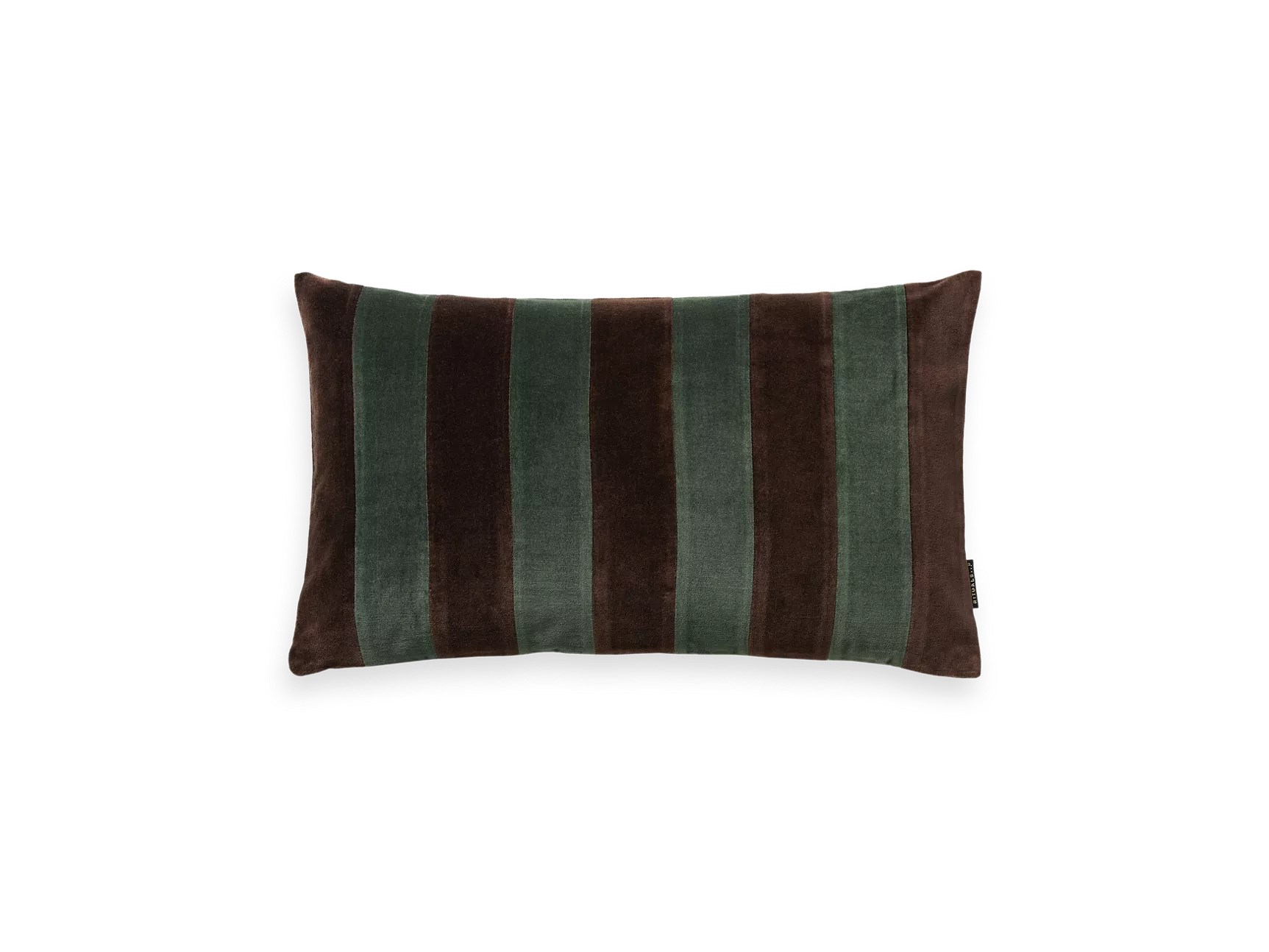 Funda de cojín de terciopelo con rayas oscuras, 50 x 30 cm.