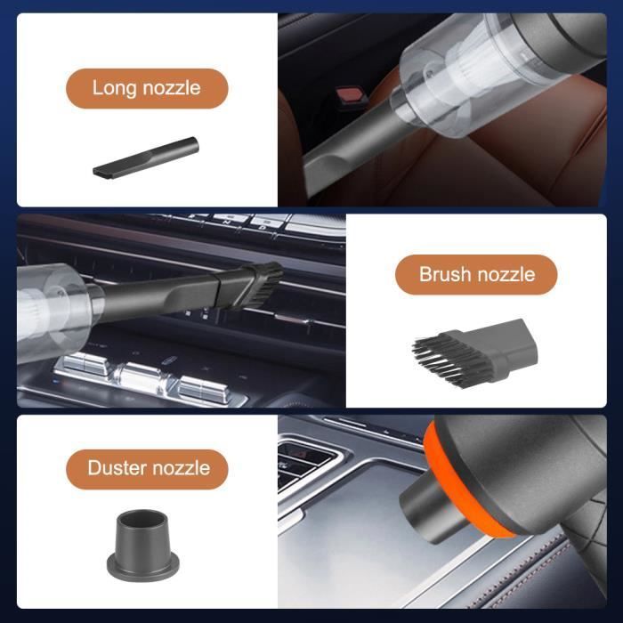 Aspiradora inalámbrica para coche de 6000 PA de potencia - Aspiradora para coche - Con 3 boquillas