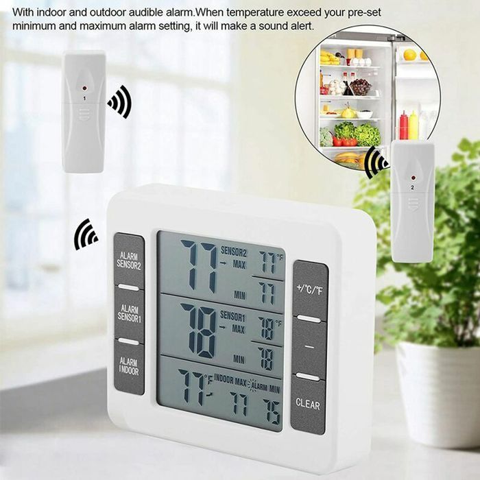 Thermomètre Numérique - XVX - Modèle Sans Fil - Alarme Sonore - Affichage Min/Max - Haute Précision