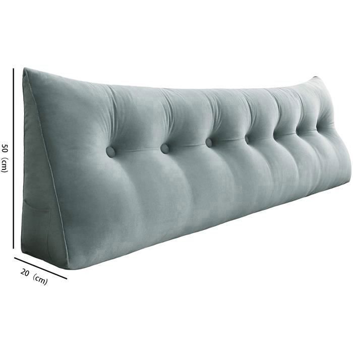 VERCART Large Bed Cushions, Reading Pillow, Support Cushions, Bolster, Anti-Reflux Pillow, Dark Blue Velvet, 180cm