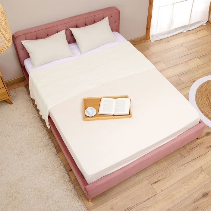 GLAMOUR tweepersoonsbed, slaapoppervlak 140x190 cm, met lattenbodem en gouden metalen poten, barokstijl, bekleed met roze getuft fluweel
