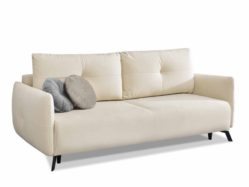 Sofa Lulu Beżowy Welur, Podstawa Czarny