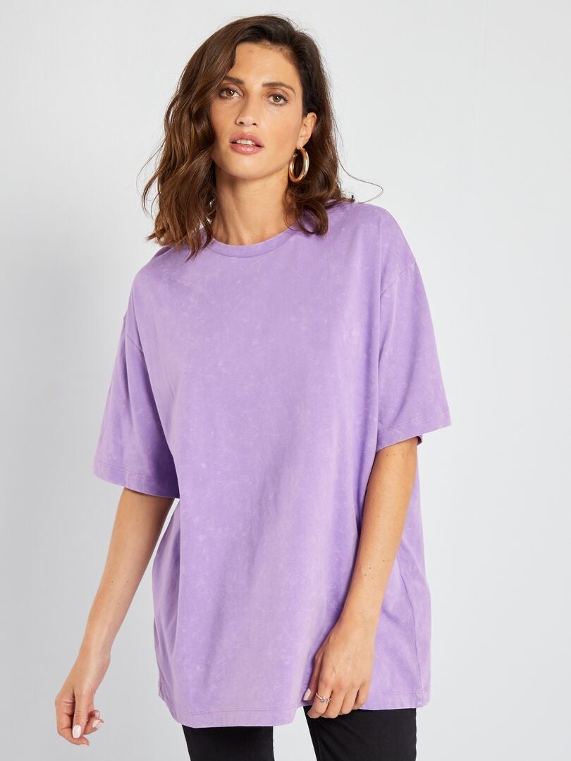 Oversized katoenen T-shirt - BLAUW