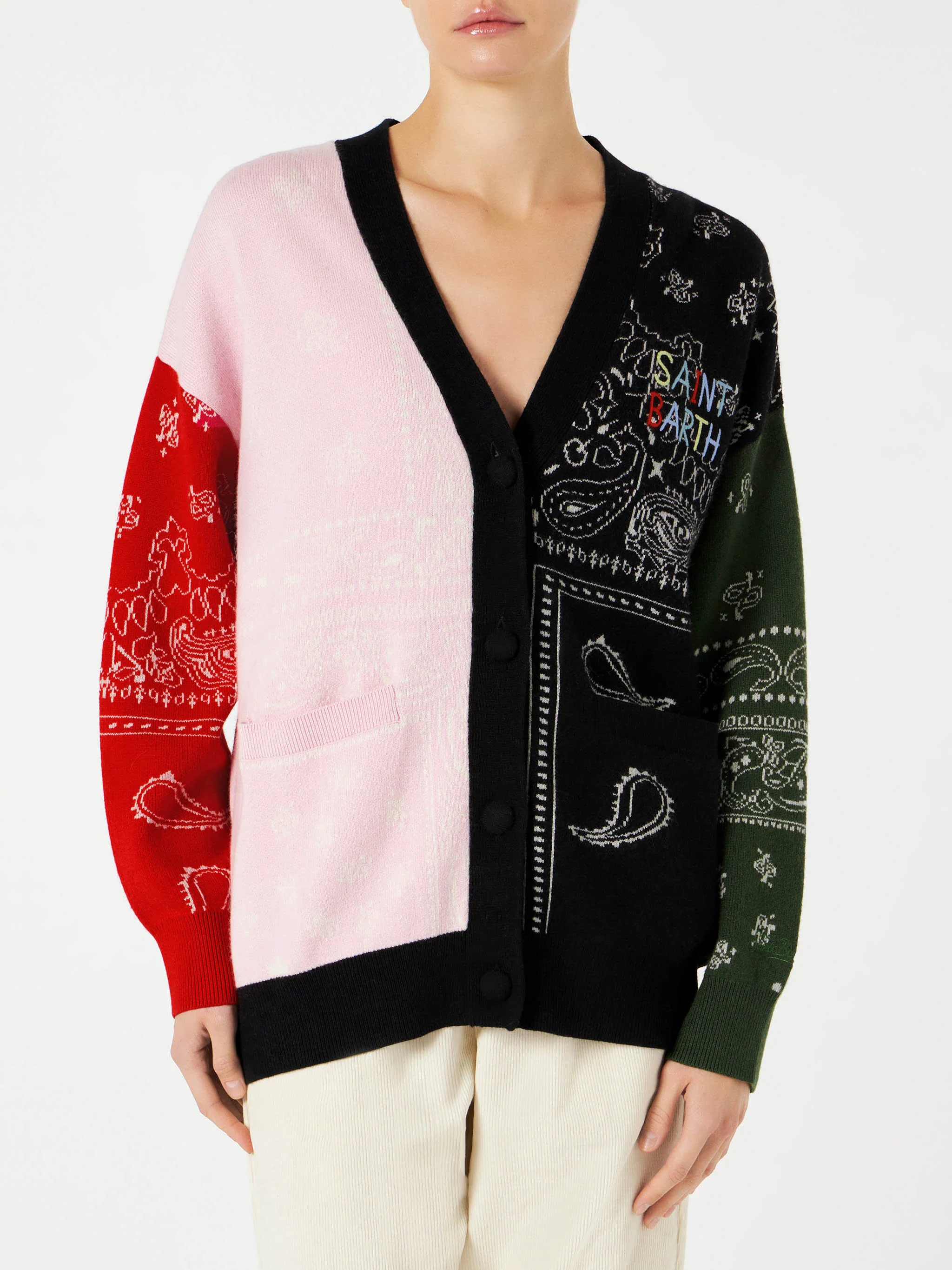 Gilet pour femme avec poches et broderie Saint Barth